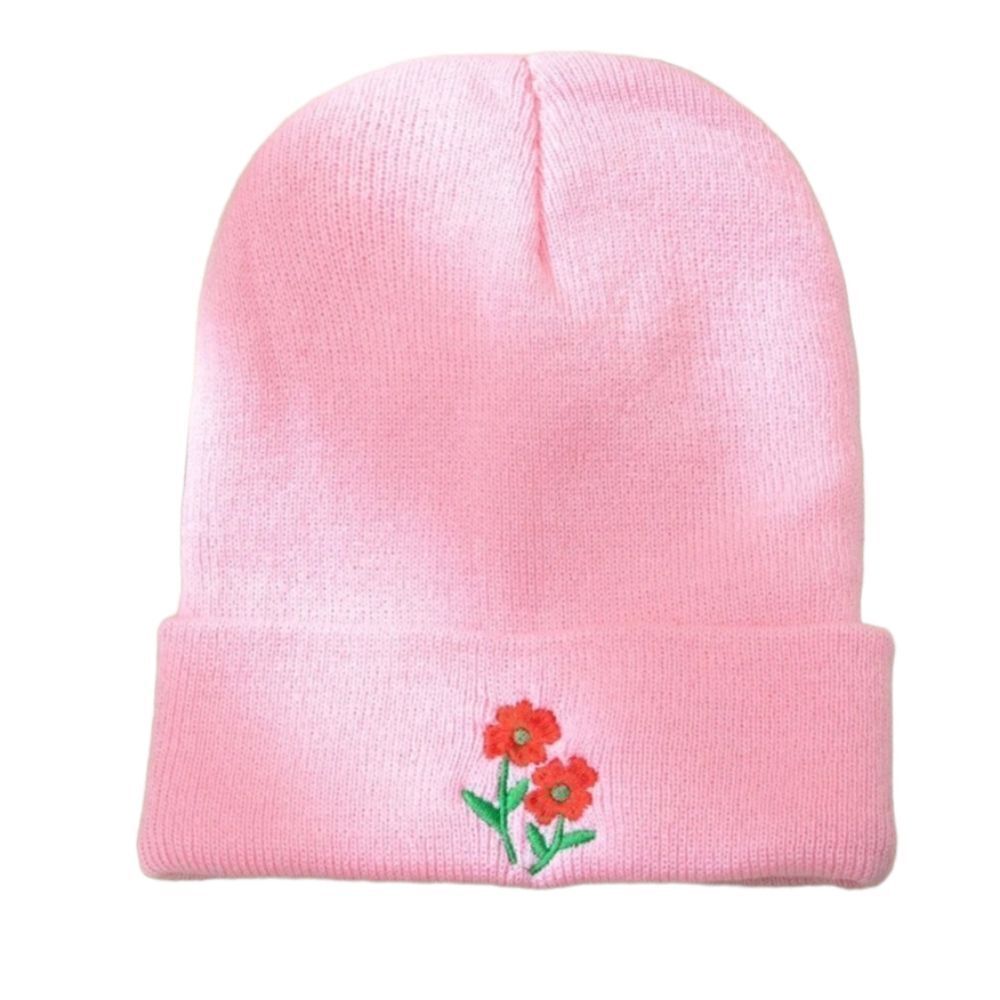 Flower Embroidered Beanie 